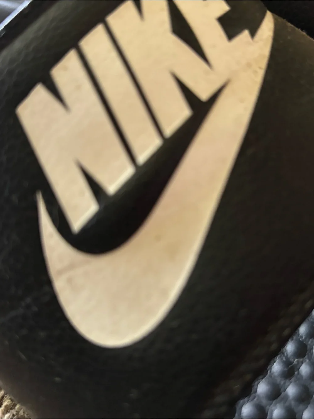 Nike' Black Slide Sandals with White Logo, shoes